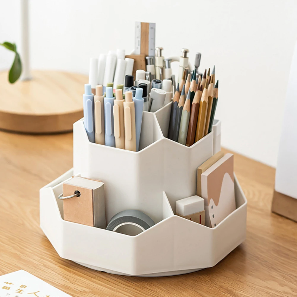 Desktop Stationery Organizer 9 Slots 360 Degree Rotating Pencil Cup for Home Office School
