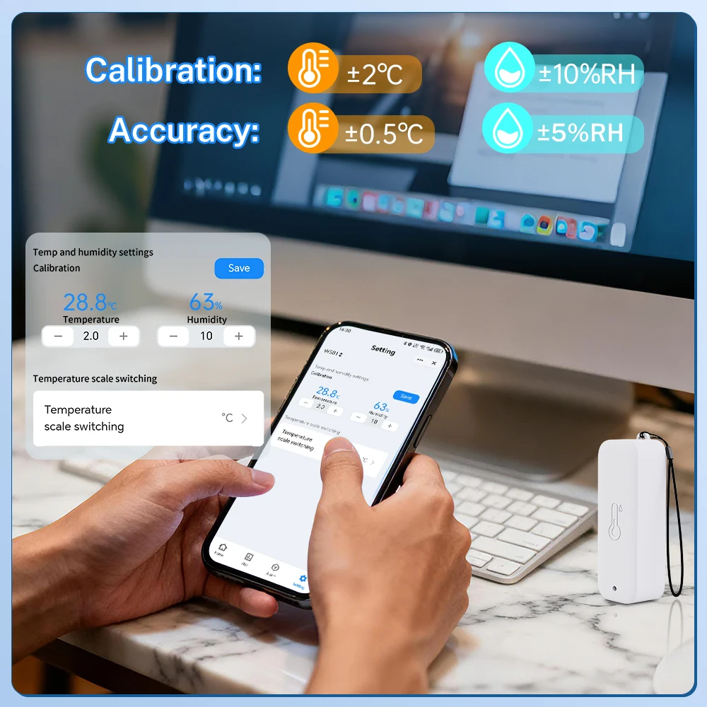 Smart WiFi Weather Station with Digital Thermometer and Hygrometer Sensors