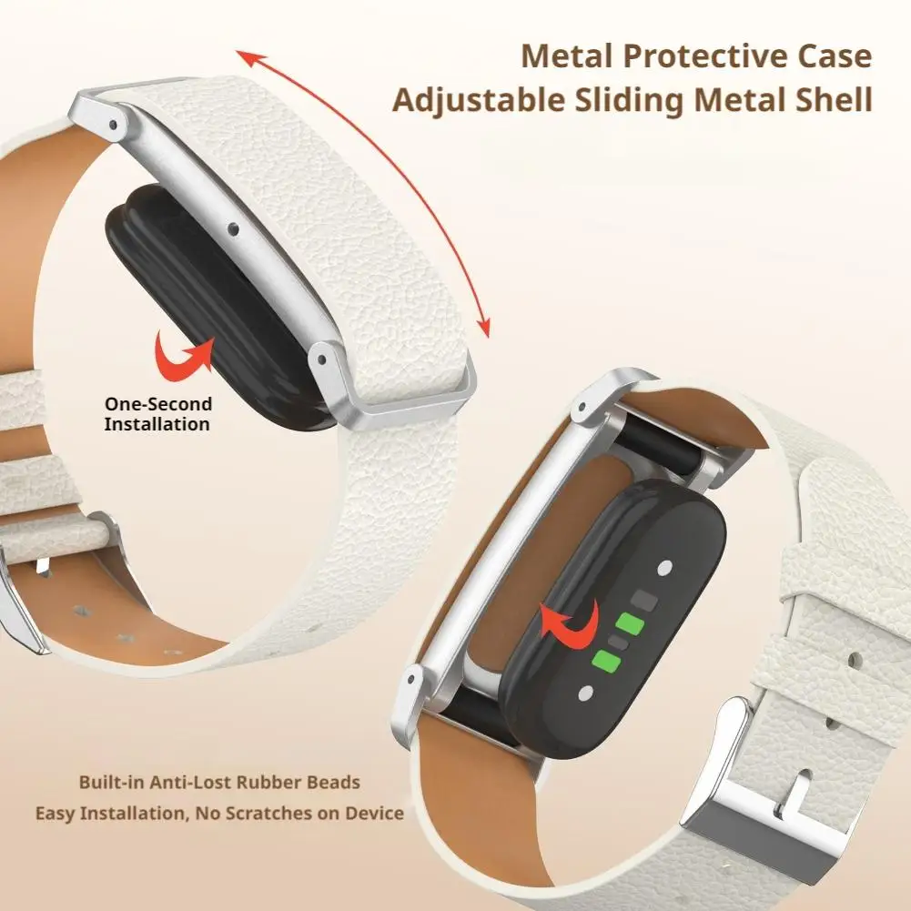 Premium Leather Watch Strap - Elegant Replacement Band with Metal Frame