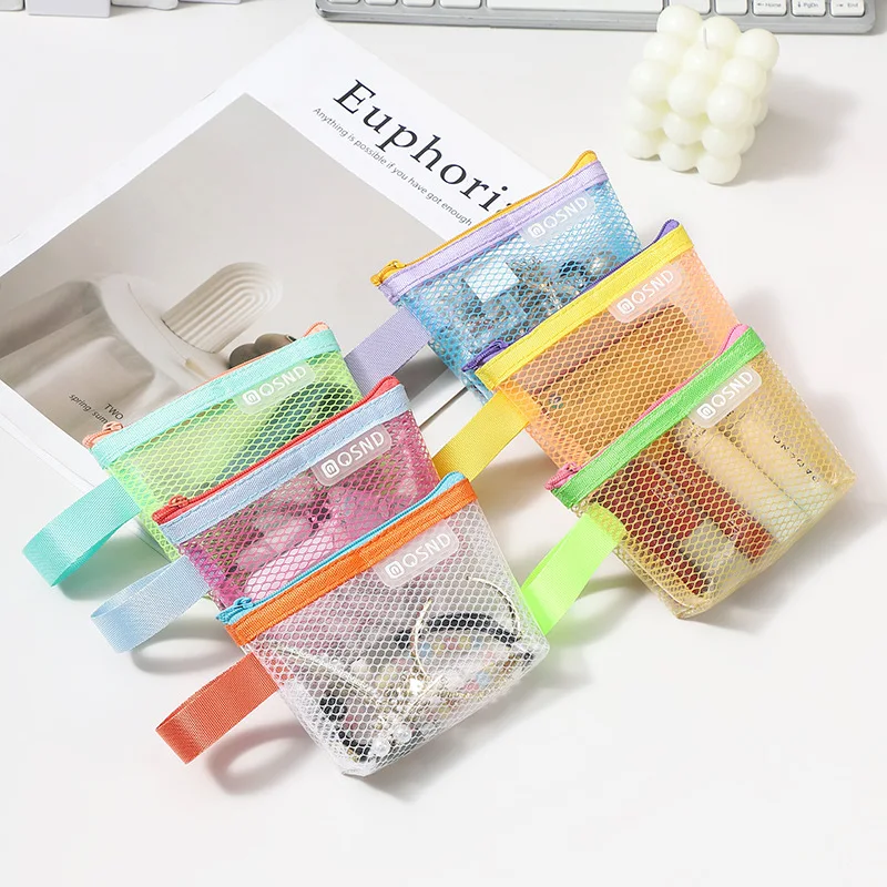 Transparent Nylon Mesh Sand Storage Bag Coin Purse Mini Storage Bag Card Headphone Case Lipstick And Makeup Bag For Travel