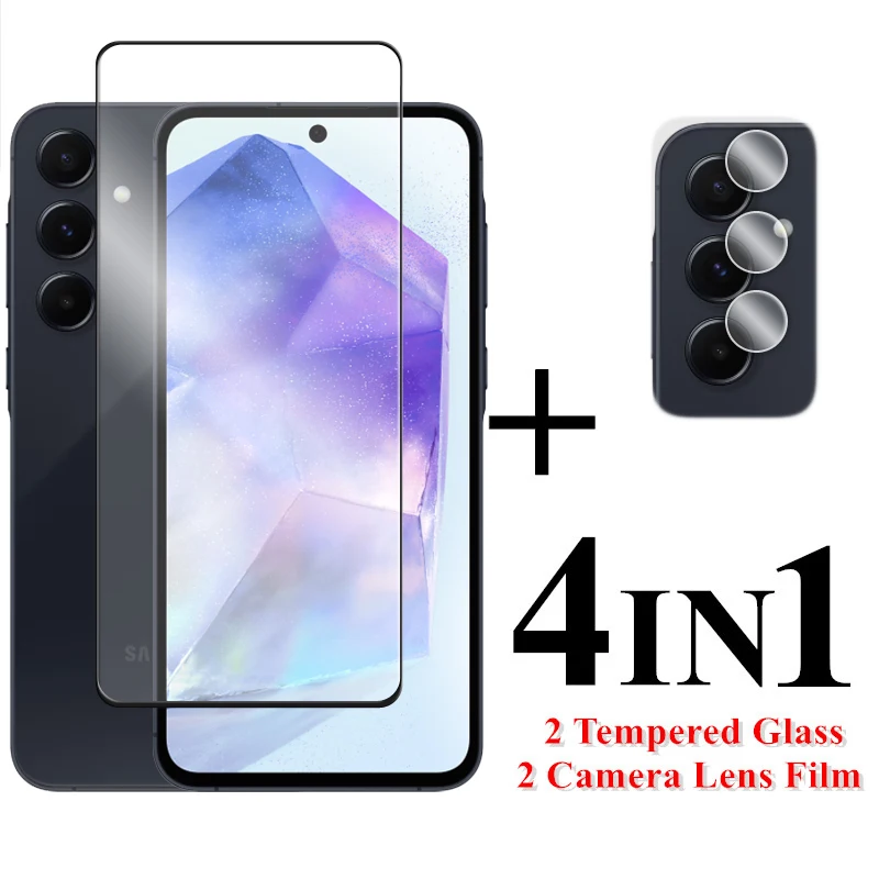 Per Samsung Galaxy A55 5G Screen Protector 6.6 Pollici Full Cover Glass Per Samsung A55 Vetro Temperato Per Galaxy A55 5G Lens Film