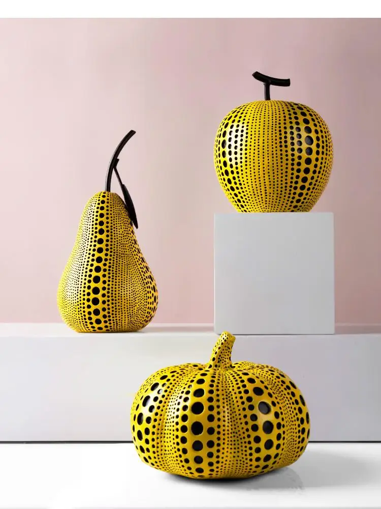 

Polka Dot Art Resin Fruit Decoration Little Apple Pear Pumpkin Polka Dot Art Fruit Home Decoration Modern Creativity