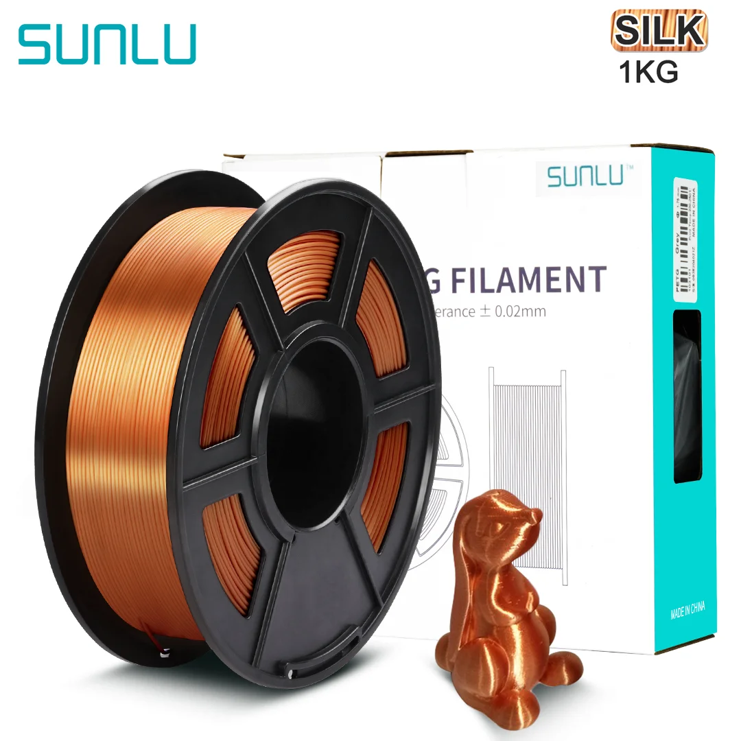 SUNLU PLA Silk 3D Printer Filament Texture Feeling Gold 1kg Silky Rich Luster Copper Silver Free Shipping 3d Printing Materials