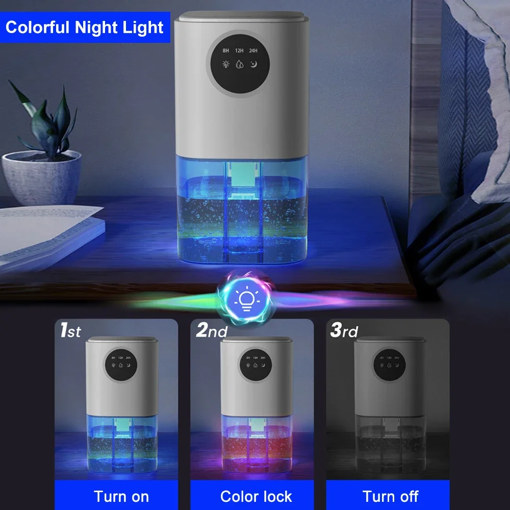 Small Dehumidifier Home Air Dyer Large Capacity Indoor Moisture Remover Bedroom Office Silent Air Purification 1.7L Dehumidifier 4