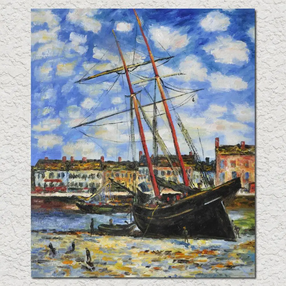 

Ship Boat Canvas Wall Art Hand Painted Claude Monet Oil Painting On Canvas Modern Landscape Artwork Home Decorative High Quality