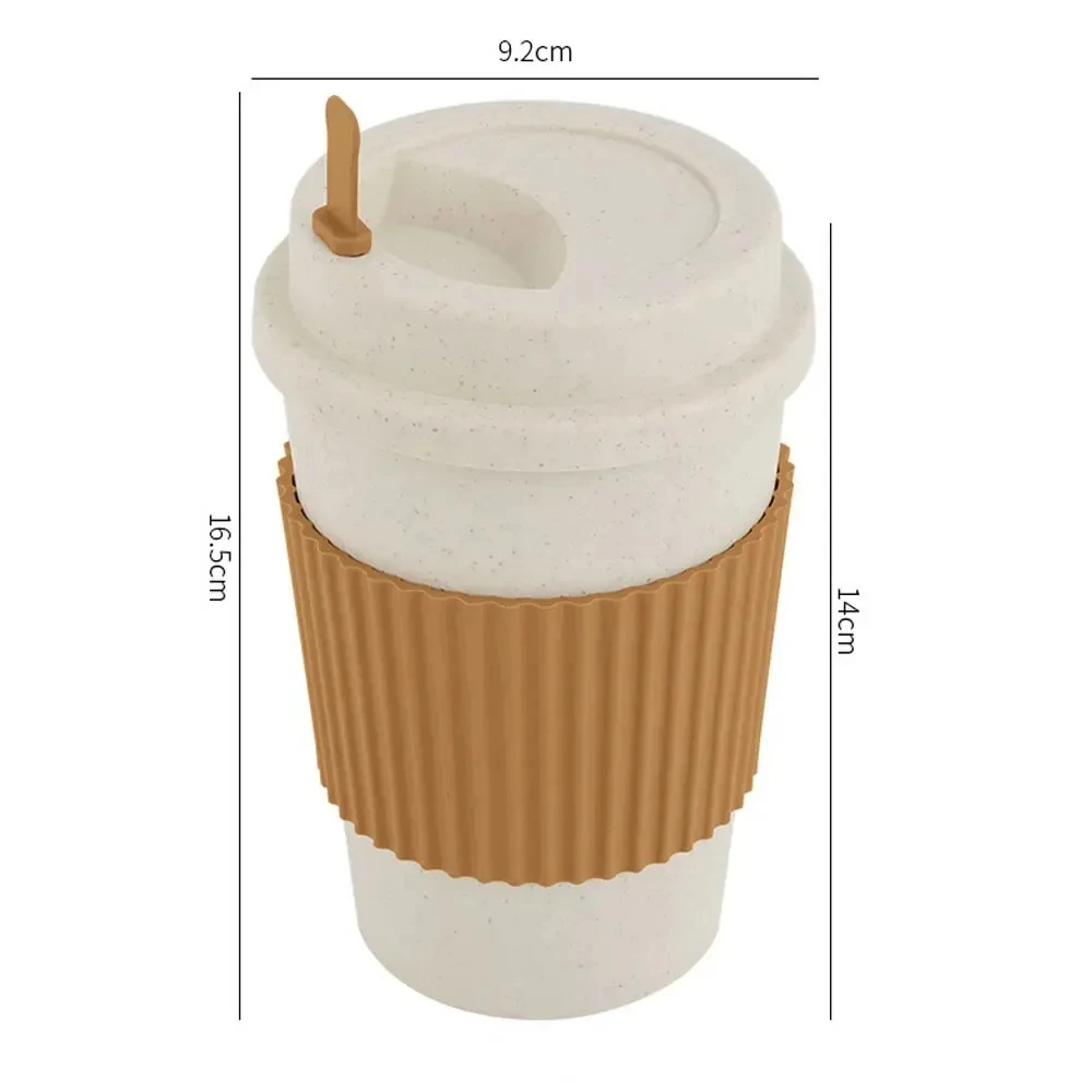Eco-Friendly Reusable 450ML Wheat Straw Coffee Cup with Lid - Portable & Dishwasher Safe Travel Mug