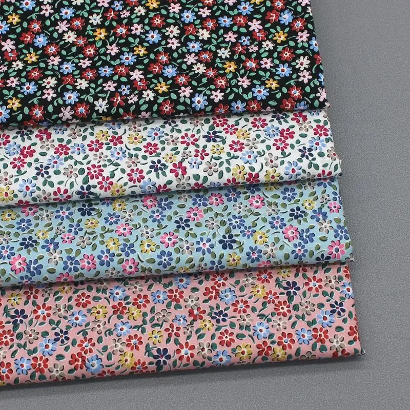 

150*145cm Poplin Cotton Floral Fabric Pastoral Style Printed Fabric for Clothing Design DIY Handmade Cloth Material