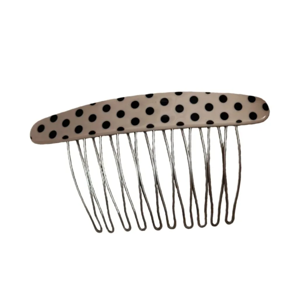 귀여운 레드 화이트 에나멜 물방울 무늬 헤어 사이드 콤, 프렌치 트위스트 헤어 슬라이드 콤 (치아형 그립 포함), 헤어 스타일링 액세서리