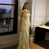 Customized Strapless Evening Dresses Pleat rhinestone Beading Draped Straight ProM Gown Modern Long Chiffon Backless Party Dress - Image 6