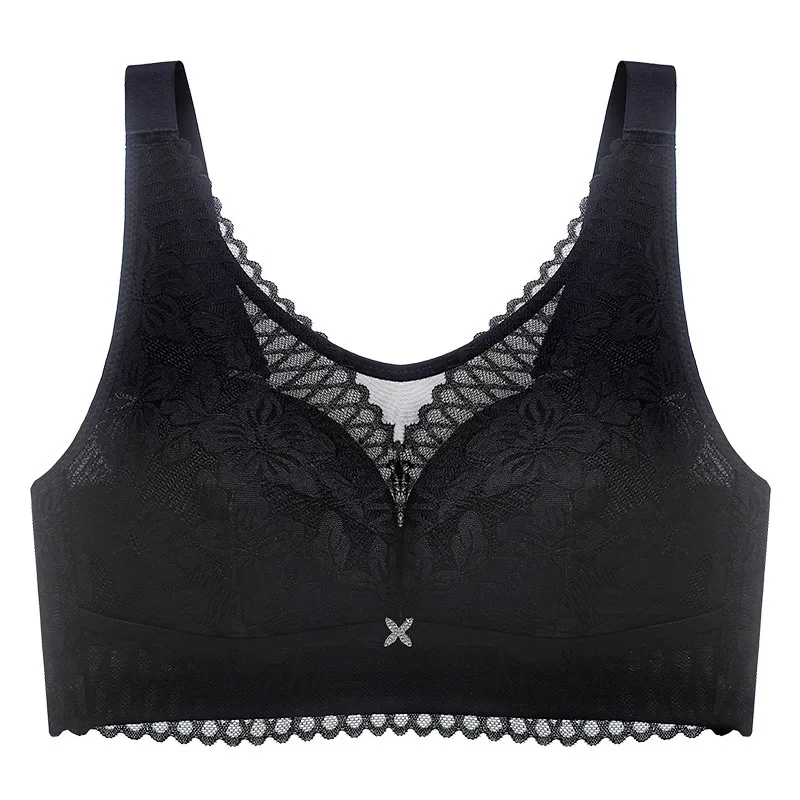 Women's Underwear Large Size Thin Full Cup Chest Reduction Push up Bra Wireless Anti-Sagging Big Chest Breast Contracting Bra