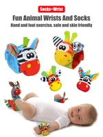 Hochet de poignet pour bébé de 0 à 12 mois, chaussettes, jouets pour fille et garçon, développement éducatif précoce, cadeaux sensoriels mignons pour tout-petits, 4 pièces/ensemble 1