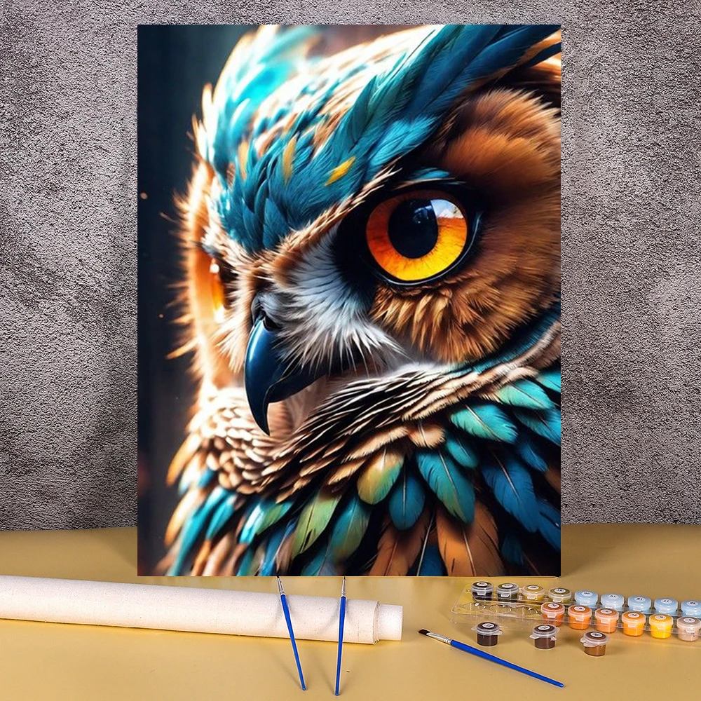 Pictures By Numbers Cartoon Owl Frameless Painting By Numbers Animals ...