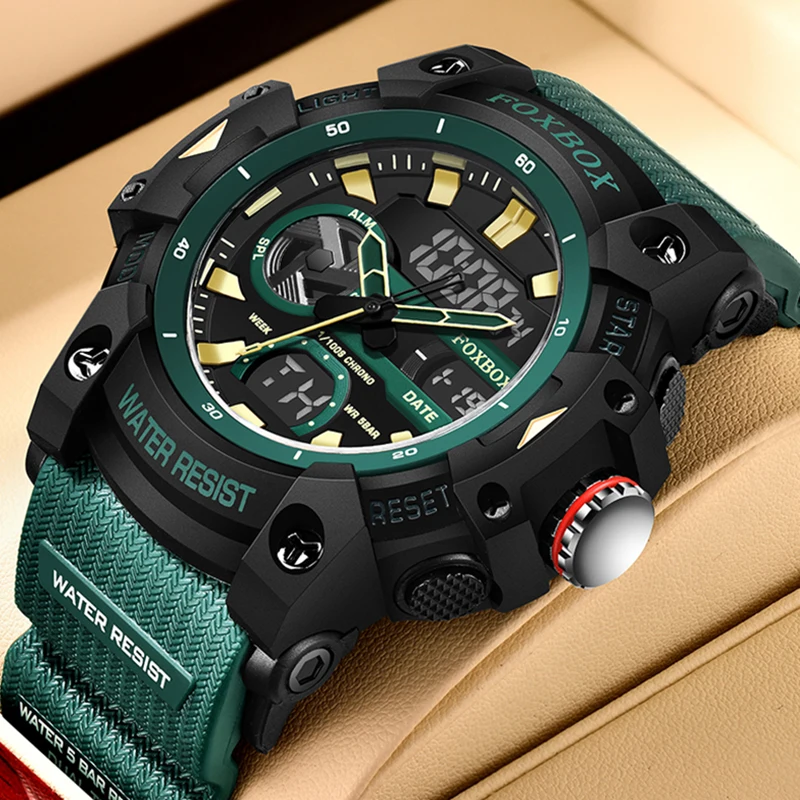 New Original FOXBOX Men Watch Fashion Military Analog Digital Watches For Men Top Brand Luxury Waterproof Quartz Wristwatch Men