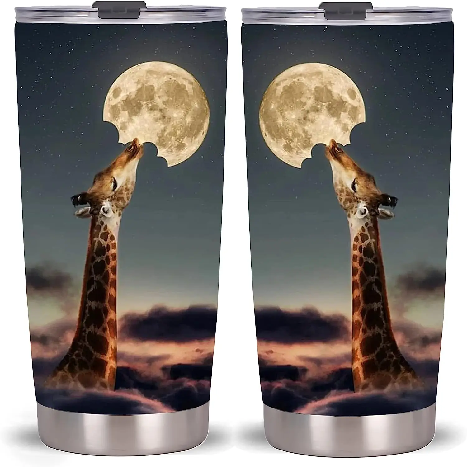 Giraffe Tumbler-Giraffe With Glasses Tumbler Cup with Lid-Unique