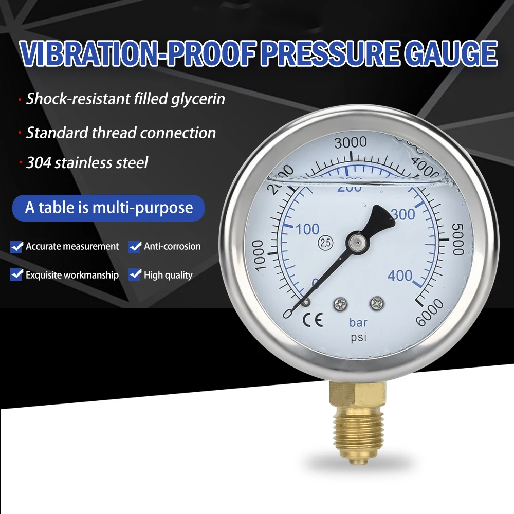 High Pressure Washer Pressure Gauge High Pressure Pump Gauge with G1/4\