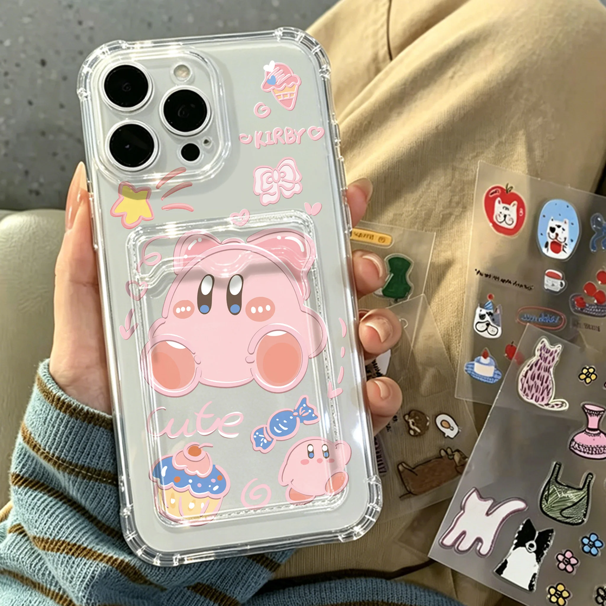 Adorable Kirbys Card Holder Phone Case with Airbag Cover