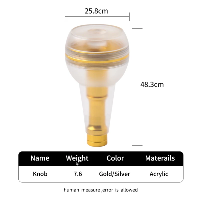 Kawa New Fishing Reel Acrylic Knob DIY Suit For D/Sh Reel Length 48mm Super Light 7.6g/pc Include7x4x2.5mm Bearing DIY Accessory