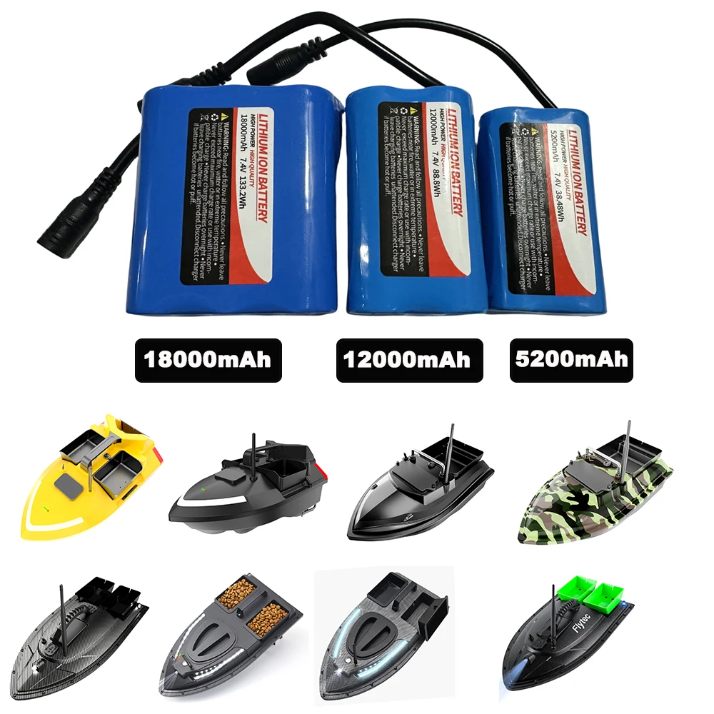 Batteria Al Litio 12000 MAh 7,4 V Per Barche Da Pesca RC – Ricaricabile, Lunga Durata, Sostituzione Diretta