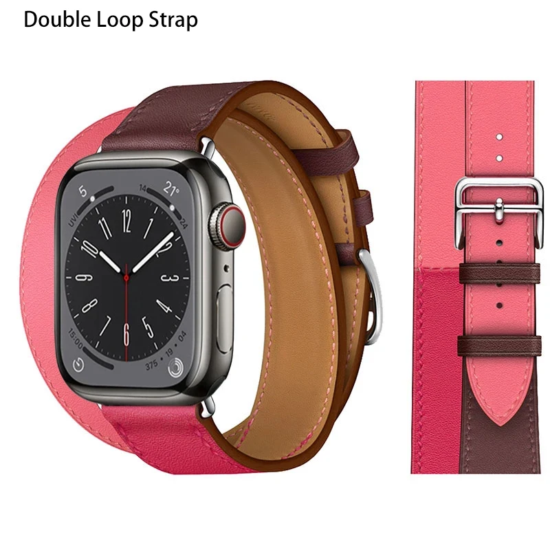 thumbnail image 1 of Correa de cuero genuino para Apple Watch 10, 9, 8, 7, 46 mm, 45 mm, 41 mm, pulsera Ultra2 de 49 mm, 6, 5, 4 SE, 44 mm, 42 mm y 40 mm, 1 of 5