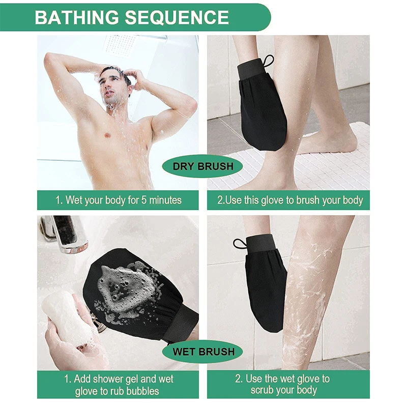 Moroccan Hammam Bath Scrub Glove Exfoliating Body Facial Tan Massage Glove Exfoliator Glove Random Color Bath Shower Wash 5
