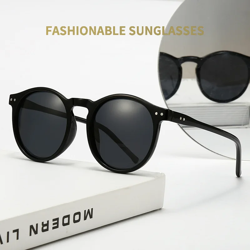 

New fashion round rivet polarized sunglasses women men 2023 High quality trending product retro driving shades oculos uv400