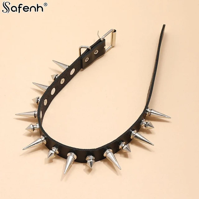 Punk Spiked Choker Collar With Spikes Rivets Women Men Emo Studded Chocker  Necklace Goth Jewelry Gothic Chains Metal color Red