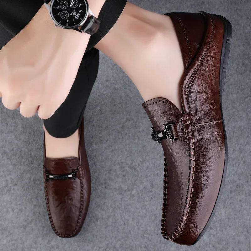 Men Breathable Casual Summer Shoes Hollow Out Men's Driving Shoes High Quality Male Business Leather Loafers