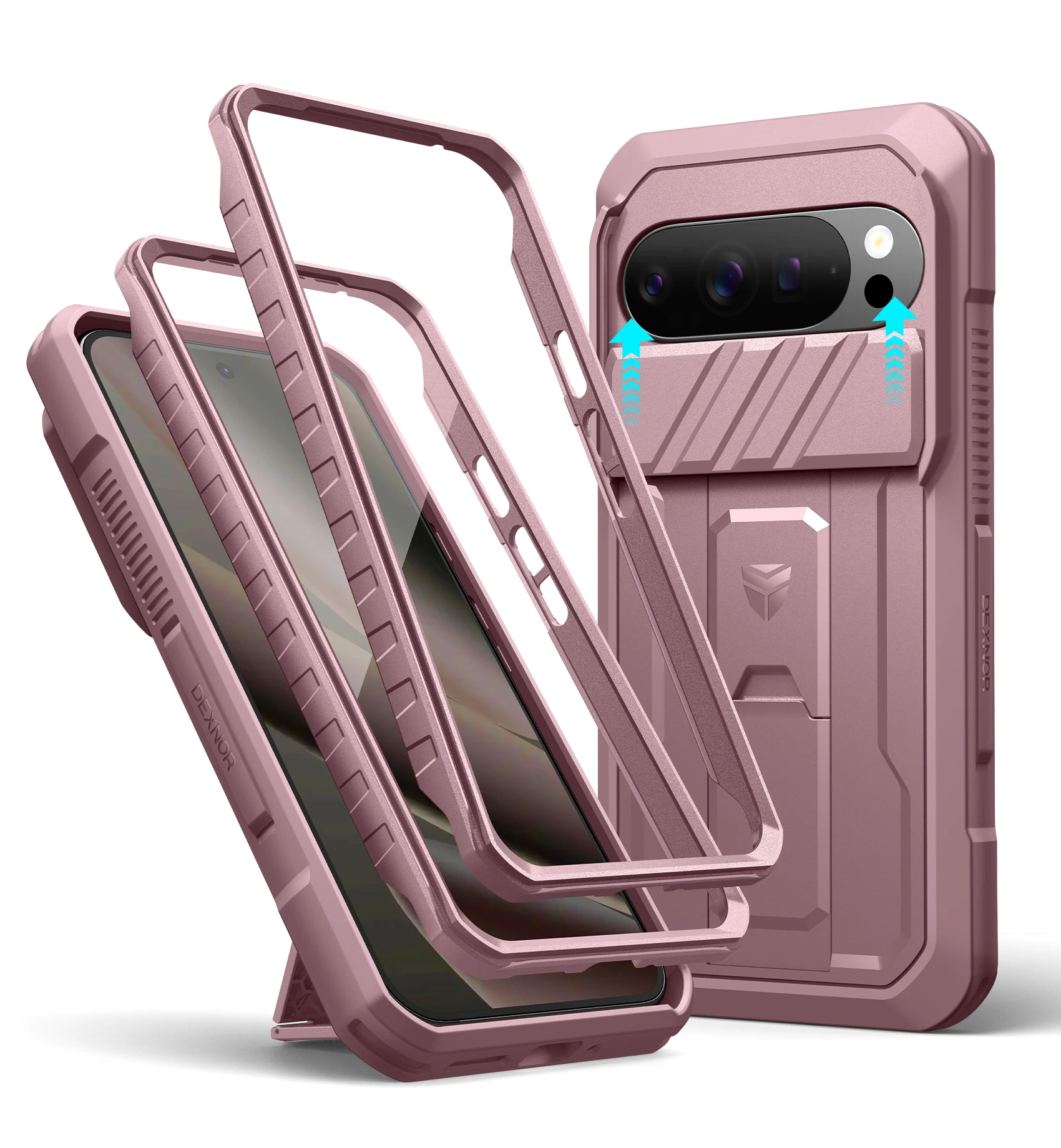 Slide Camera Cover & Screen Protector Kickstand Rugged Shockproof Case