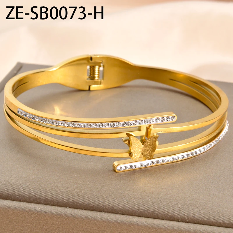 DUOWEI Cute Butterfly Cuff Bracelet – Stainless Steel 18K Gold Plated Bangle, Hypoallergenic, For Women & Girls