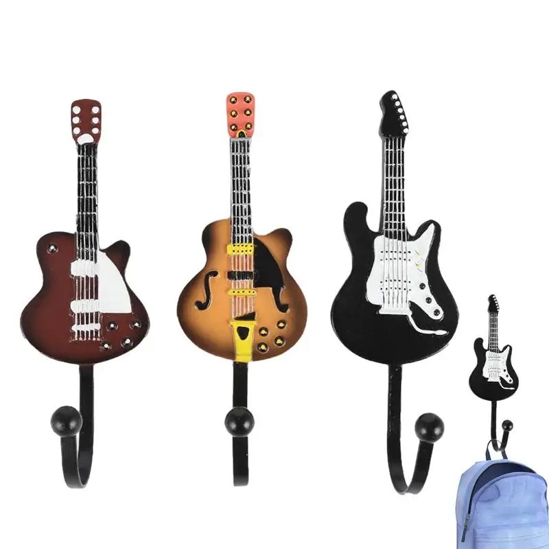 

Декоративные крючки в форме гитары, крючки для гитары, вешалки, 3 шт., сверхмощные креативные многофункциональные декоративные настенные крючки в стиле ретро
