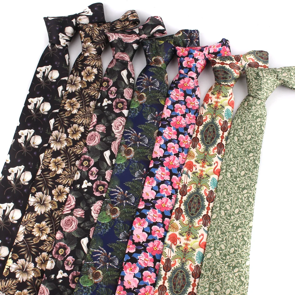 Floral Printed Ties For Men Women Funny Necktie For Groomsmen Suits Men's Tie Wedding Fashion Neckties Gifts Gravatas