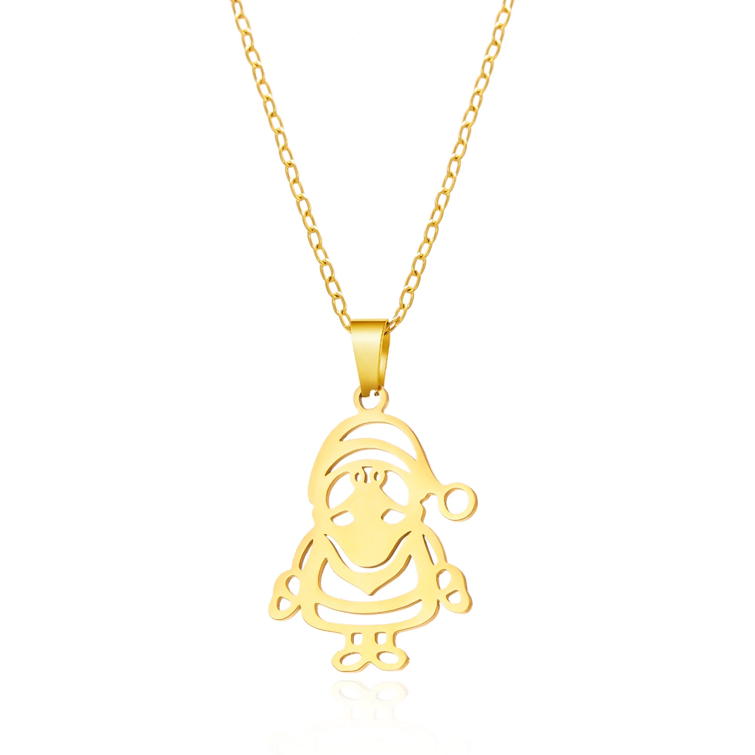Verschiedene Stile, niedliche Weihnachts-Halskette mit Anhänger aus Edelstahl für Frauen, Weihnachtsmann, Weihnachtsbaum, Elch, Schneeflocke, Schmuck, Geschenk – Detail 4