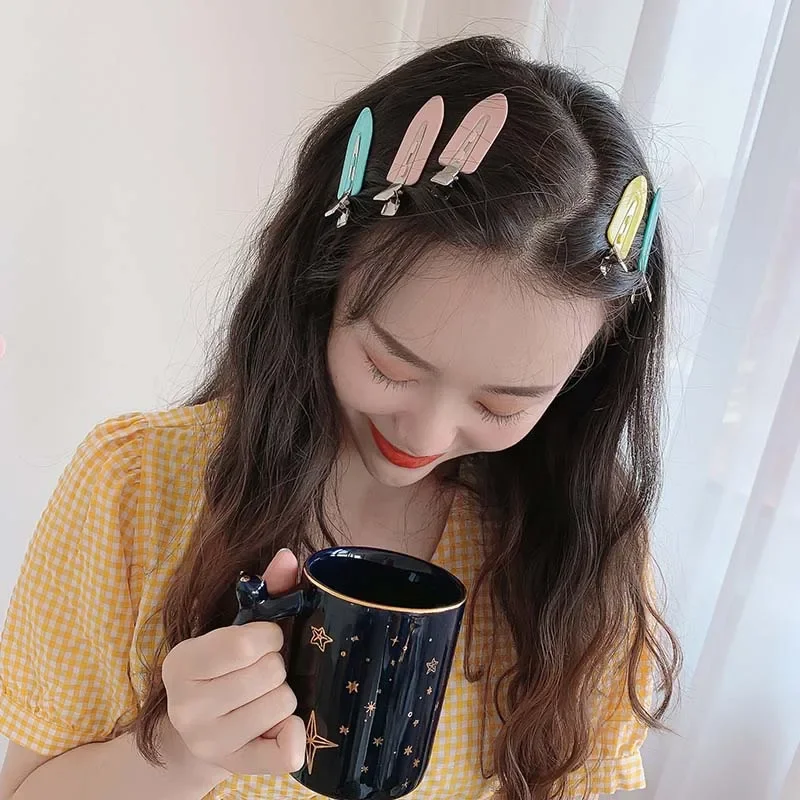 4개입 캔디 컬러 여성 헤어 클립 사이드 뱅스 바레트 소녀 메이크업 도구 덕빌 클립 노 벤드 심리스 헤어웨어 헤어 악세사리