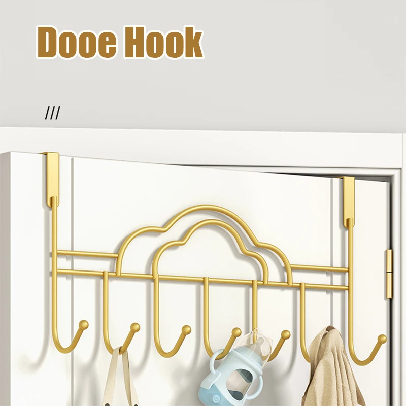 Gold Hooks Over The Door Home Bathroom Kitchen Organizer Rack with 7 Hooks Entryway Storage Rack for Hanging Coat Scarf Hat Bag storage hook,door hook