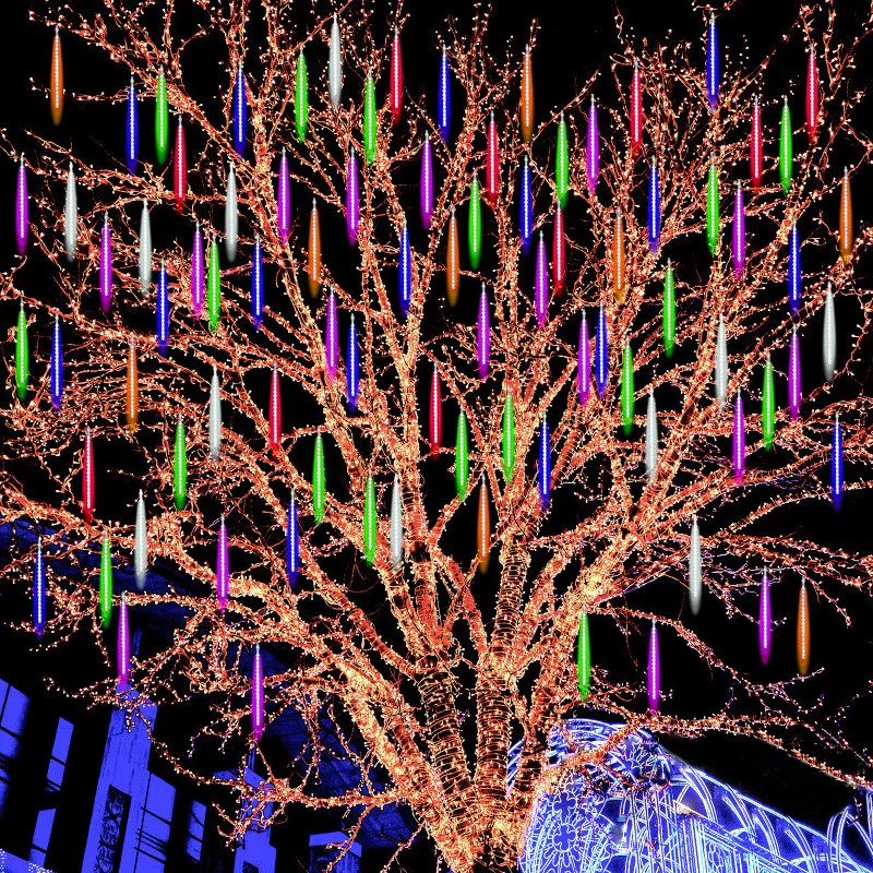 

4 Pcs Outdoor Waterproof LED Meteor Shower Lights Led Street Garland Fairy Lights for Christmas Party Garden Holiday Decorations