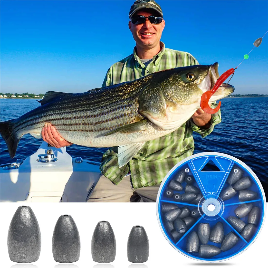 Tungsten Fishing Weights 25Pcs Bullet Fishing Sinkers Weights Kit