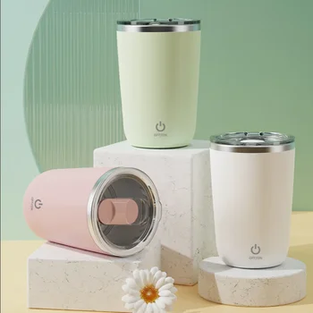 automatic coffee stirring mug rechargeable milk mixing cup electric stainless steel lazy rotating mug magnetic stirring cup