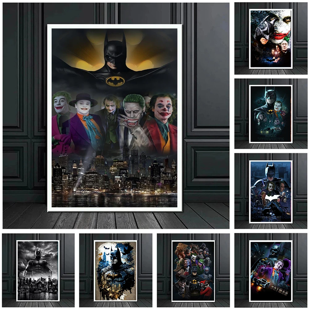 

Batman And Joker DC Movie Poster Prints For Living Room Home Decor Classic Superhero Film Canvas Painting Wall Art Cuadros