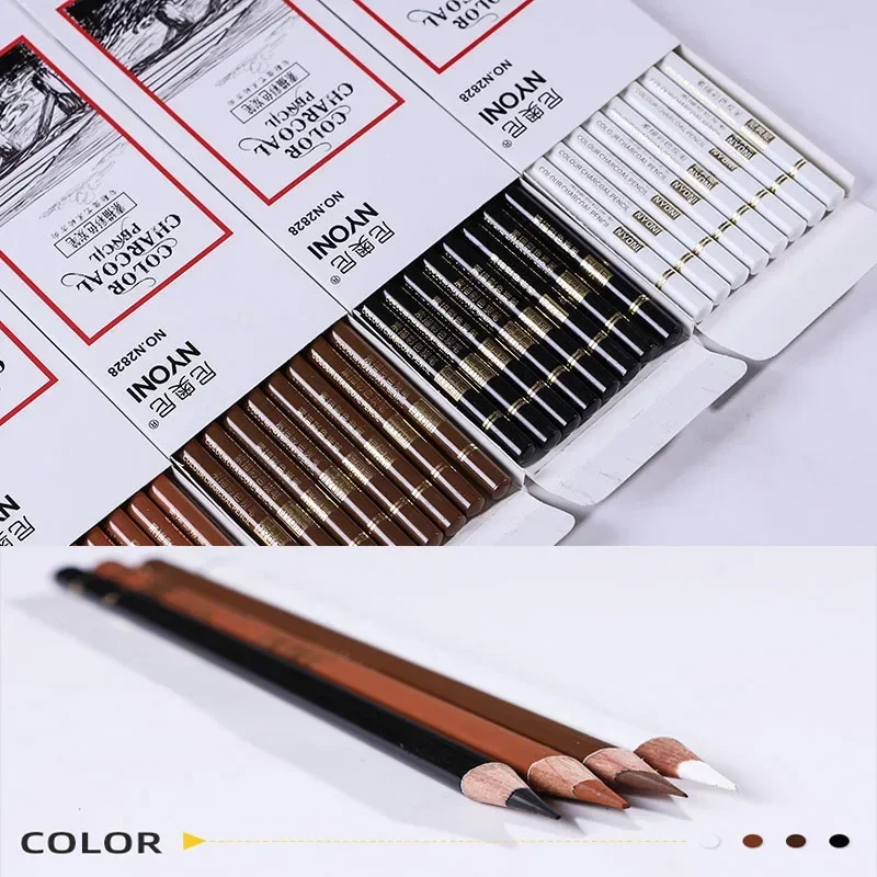 8 Sets of Sketch Color Charcoal Pen Hand-painted Creative Design Black and White Highlight Students Painting Art Supplies 2