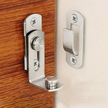 3 Inch Right Angle Door Latch 90 Degree Buckle Hasp Sliding Lock Door Safety Barrel Bolt Hardware for Home Security