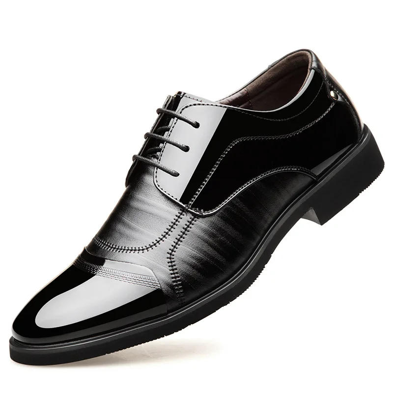 

Business Men Breathable Leather Shoes Rubber Formal Dress Shoes Male Office Party Wedding men's pointed toe business dress shoes