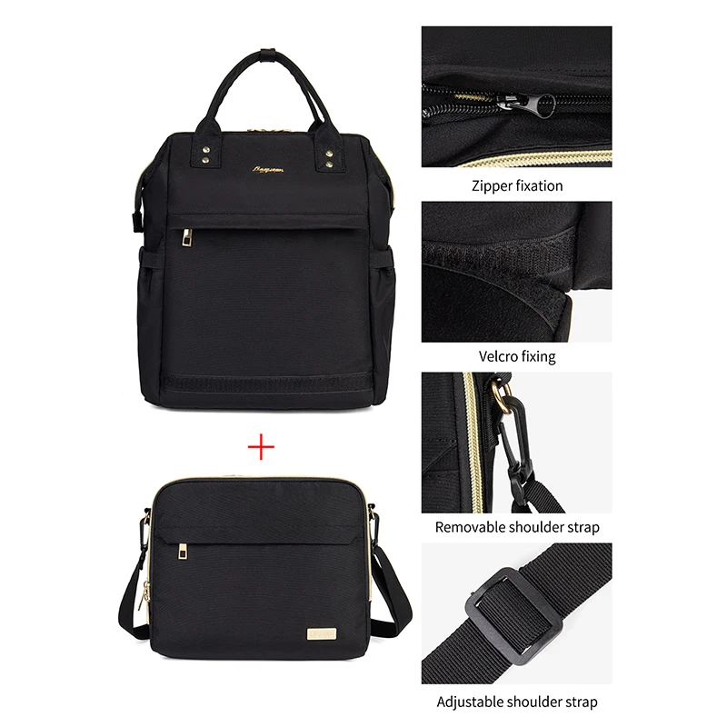 LEQUEEN 2 In 1 Folding Mommy Bag Large Capacity Mother Backpack Diaper Stroller Bags For Babies Diaper Bag Organizer Handbag 2