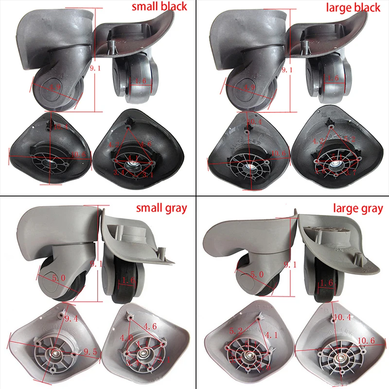 1 Pair A08 Suitcase Luggage Replacement Casters Swivel Mute Dual Roller Wheels For Travelling Suitcase