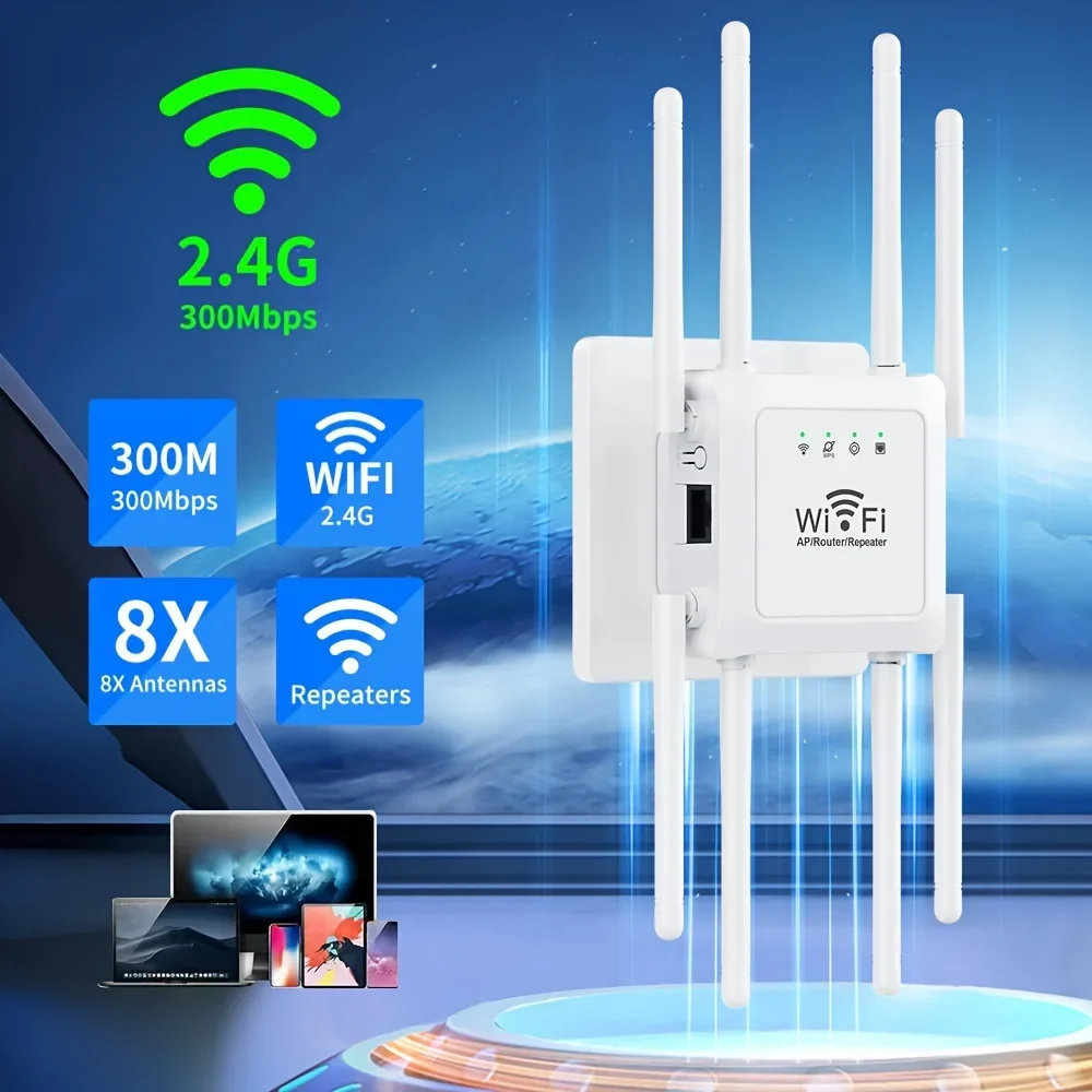 Ripetitore Wifi Extender 300Mbps 8 Antenne Wifi Booster 2.4G Amplificatore Di Segnale Wifi Router Wireless Rete Wlan Wifi Repetidor