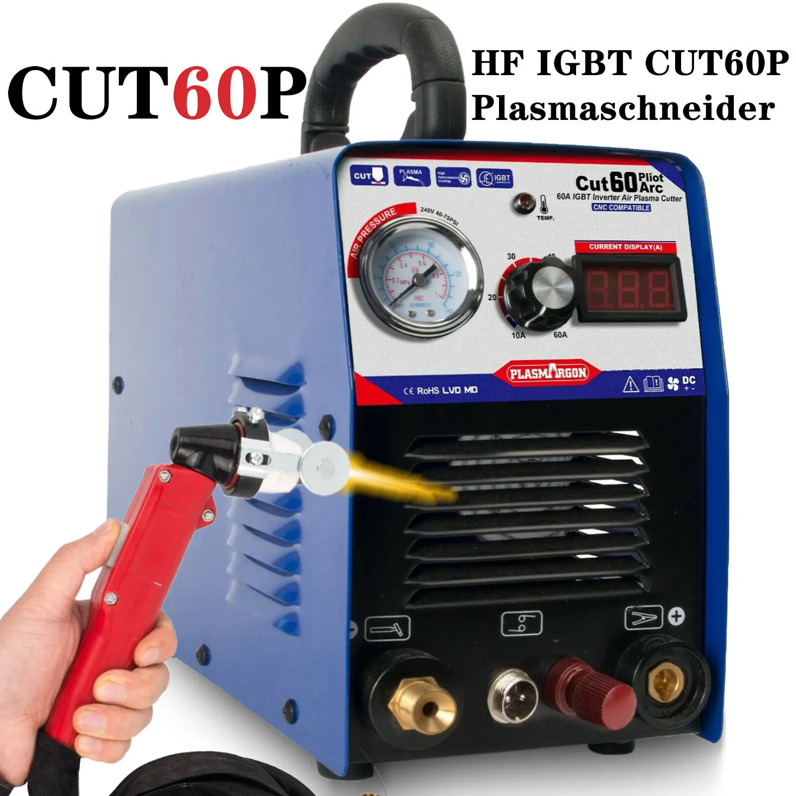 Plasma Cutter 60Amp HF Pilot Arc Ignition IGBT Plasma Cutting Machine 18mm 220V or 110/220V Cutting Copper Aluminum Iron Metal