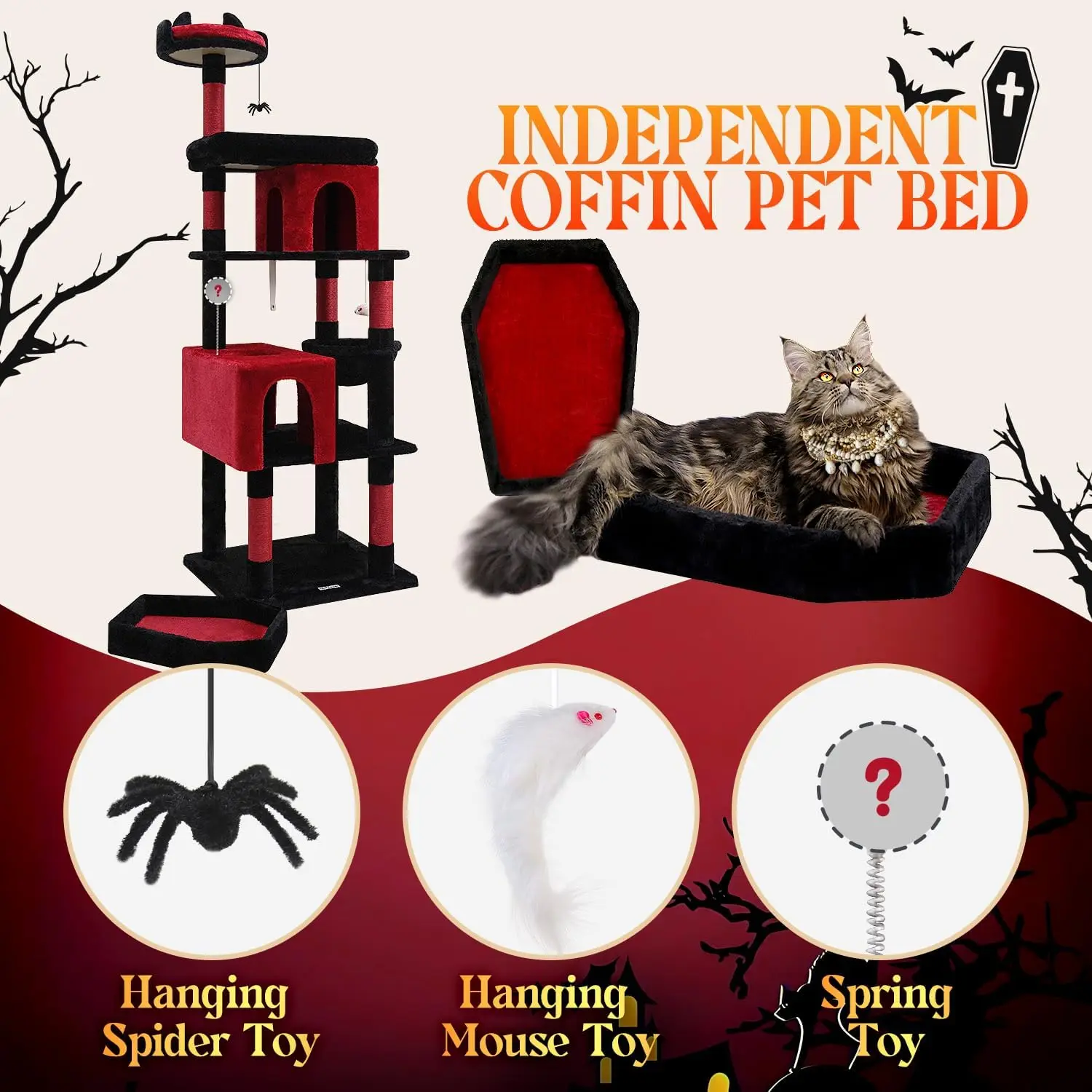 Gothic Coffin Cat Tree 4