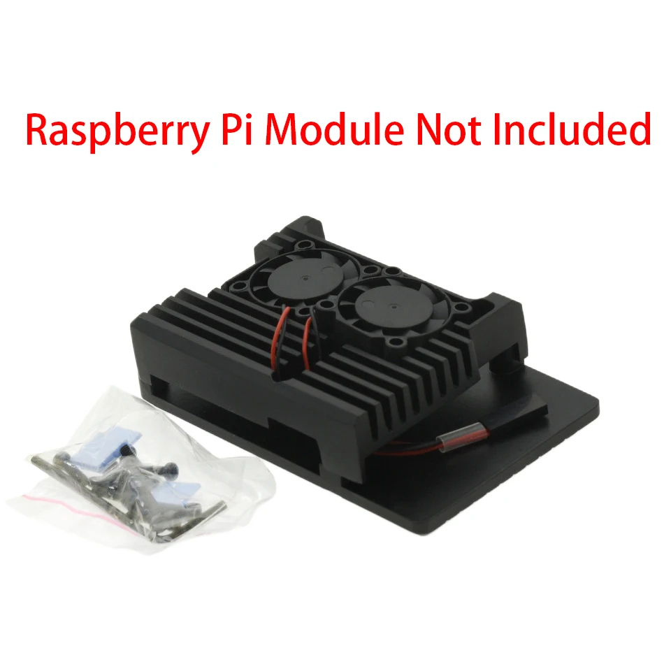 Aluminum Case with Dual Cooling Fan for Raspberry Pi - Durable Metal Shell Enclosure