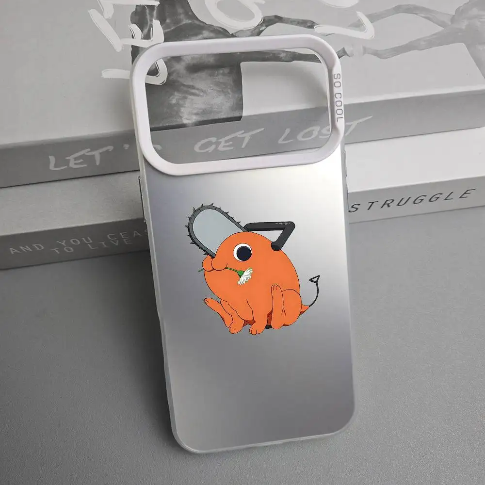 Anime Chainsaw Man Reze Arc Pochita Phone Case with Silver Gradient Back Cover
