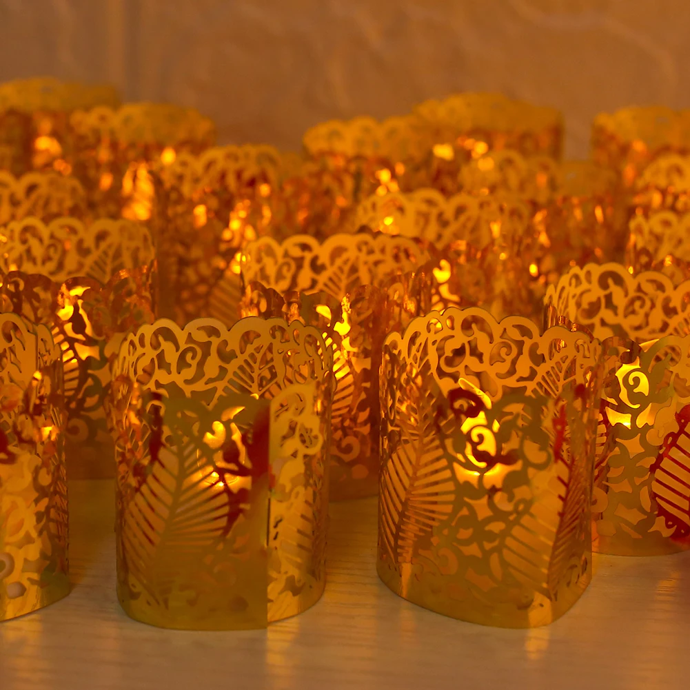 92 Pieces Votive Candle Holders Tea Light Candles Bulk Paper Candle Holder  Flameless Led Votive Candles Battery Operated Decorative Wraps Votive