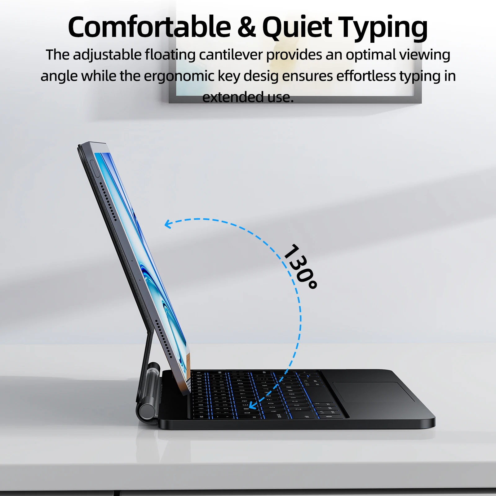 Rechargeable Magnetic Keyboard Case for iPad with LED Display Goojodoq